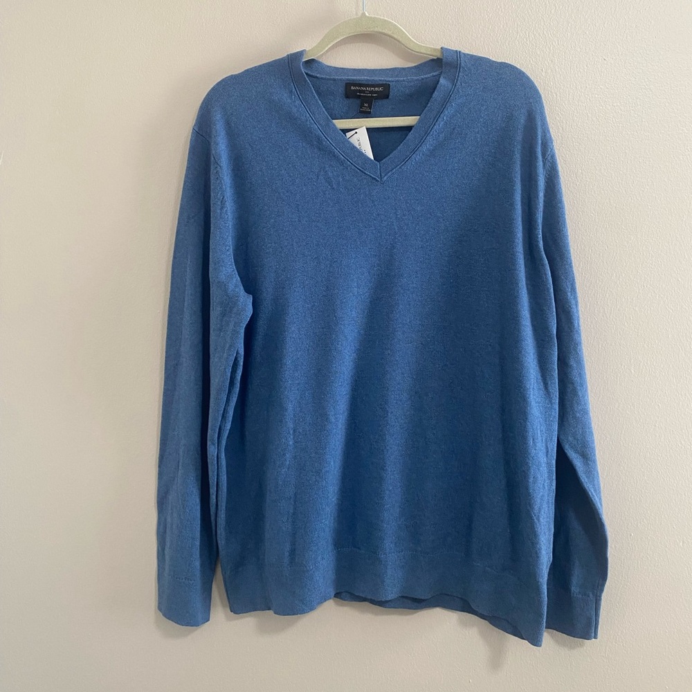 NEW Banana Republic Blue Premium Luxe Yarn Sweater Size X Large